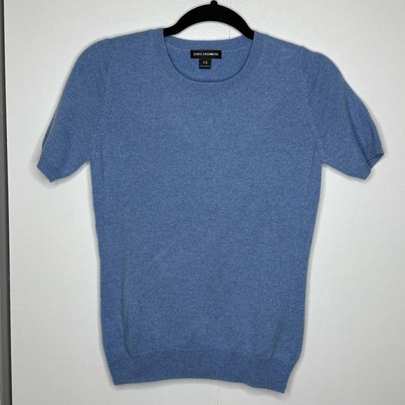 State Cashmere - 100% Cashmere Blue Short Sleeved Sweater Top - XS - Picture 1 of 7